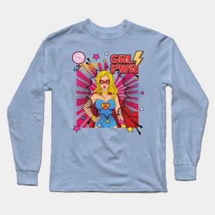 GRL Power Pop Art Super Hero Long Sleeve T-Shirt